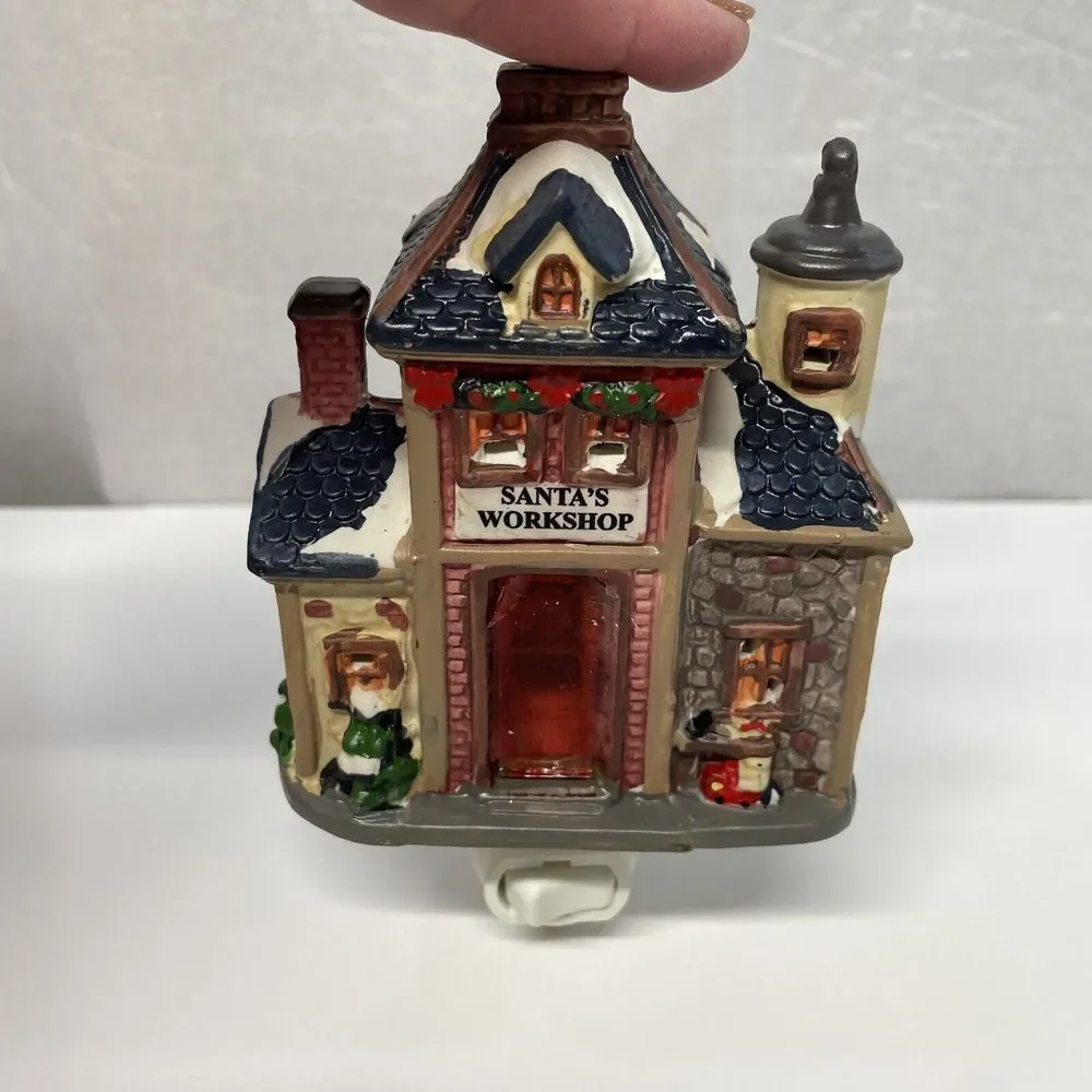 Crosslight Santa's Workshop Porcelain Night‎ Light Christmas Holiday Decor